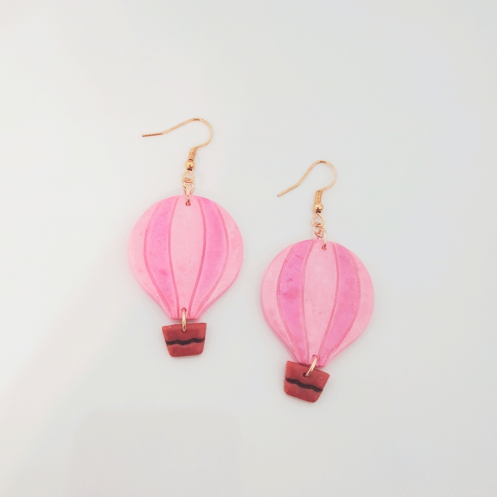 Shimmery Pink Hot Air Balloon Earrings